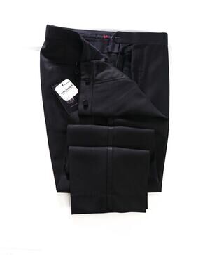 $995 ISAIA - Black Wool/Mohair Tuxedo Pants - 35W
